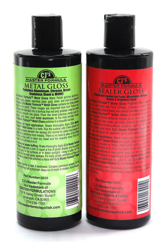 Image of Master Formula Metal Gloss and Sealer Gloss Original Detail Polish and Sealer - 2 Pack 12oz Bottles Kit for Extraordinary Shine and Sealing for Aluminum, Chrome, Brass, Stainless Steel and More